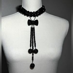 Black choker bow showstopper necklace